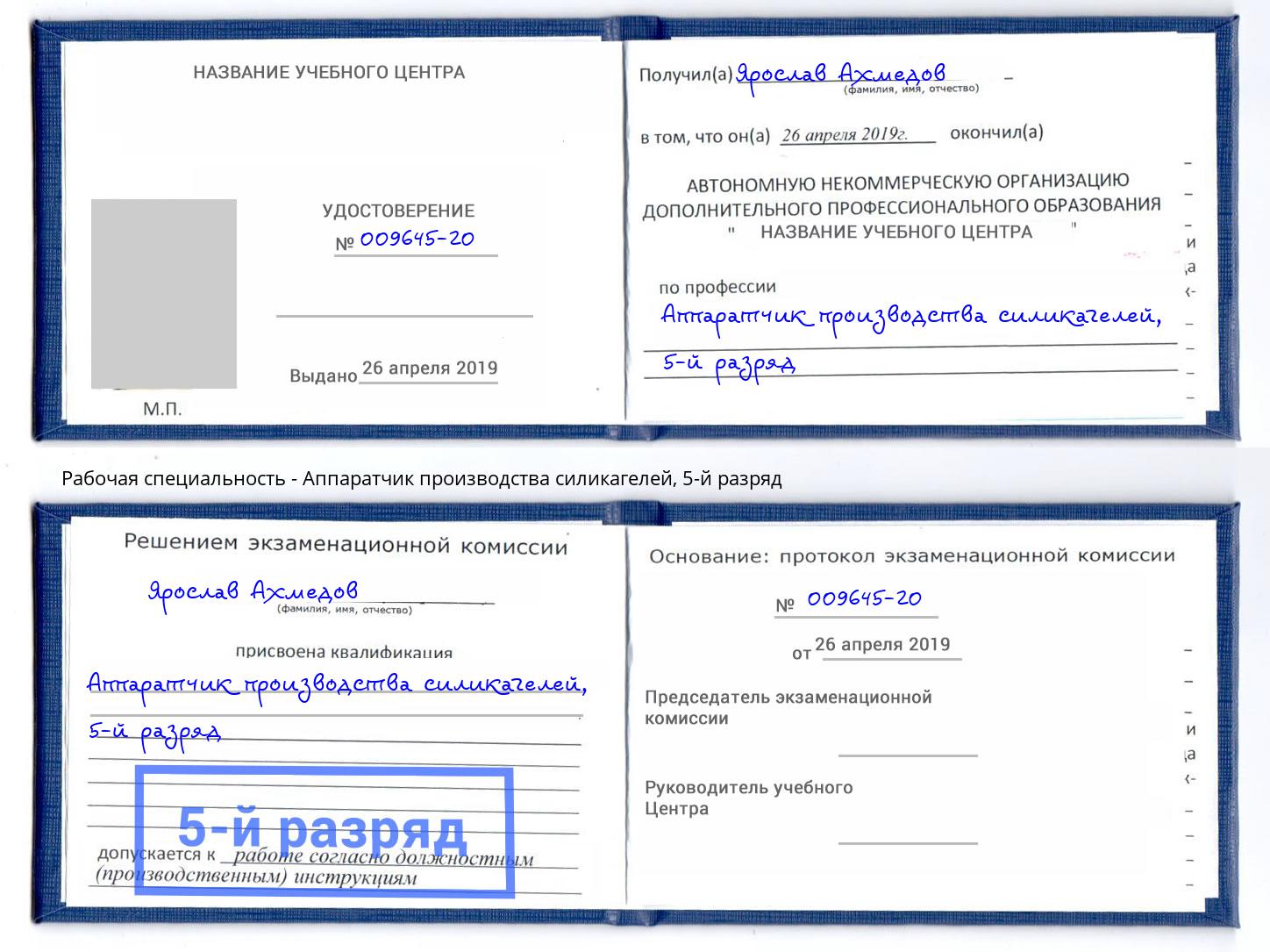 корочка 5-й разряд Аппаратчик производства силикагелей Коряжма