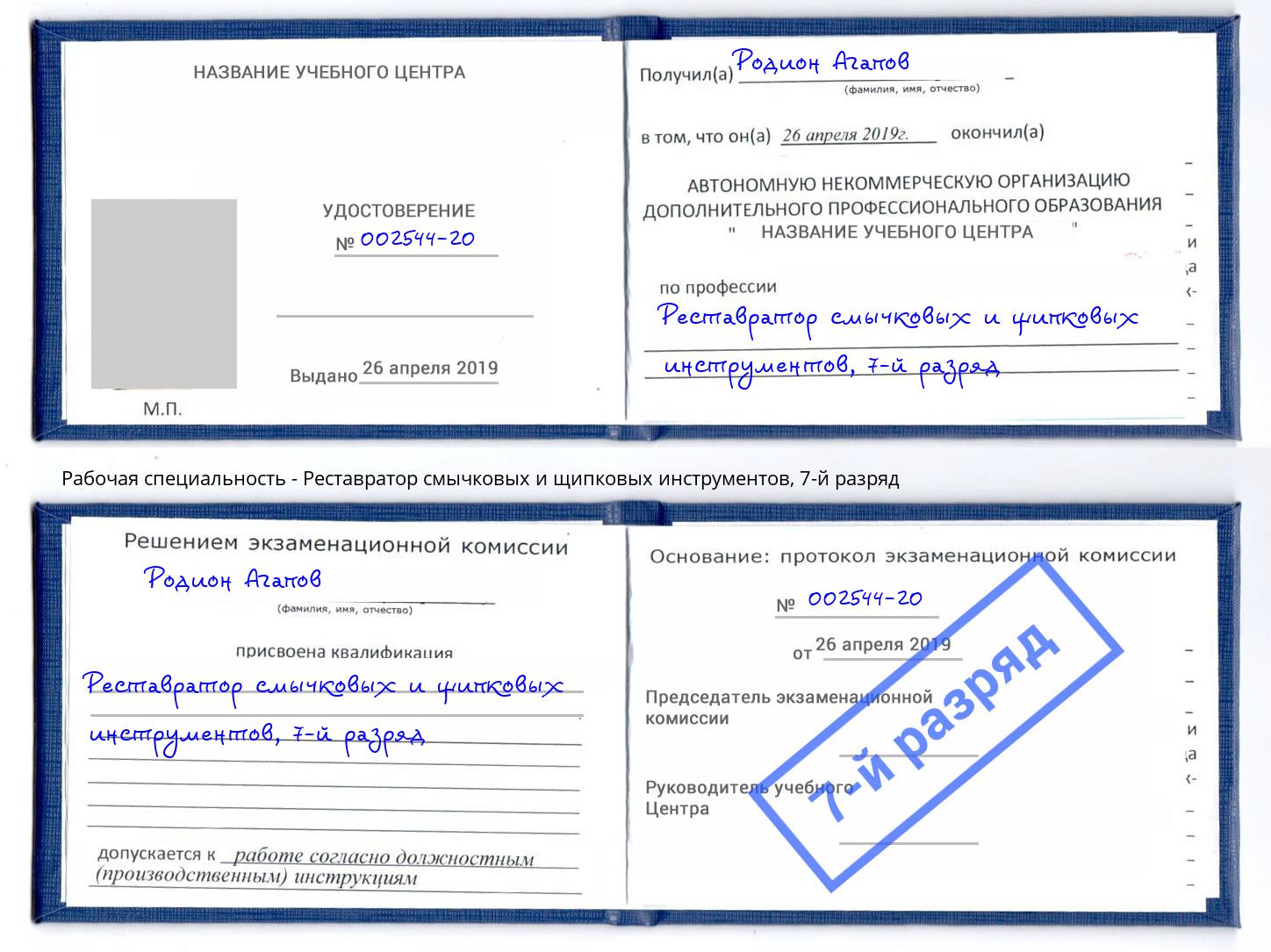 корочка 7-й разряд Реставратор смычковых и щипковых инструментов Коряжма