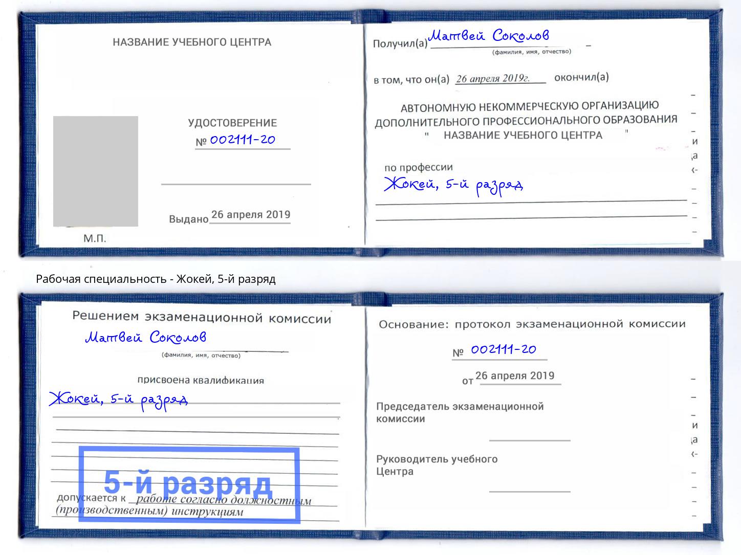 корочка 5-й разряд Жокей Коряжма