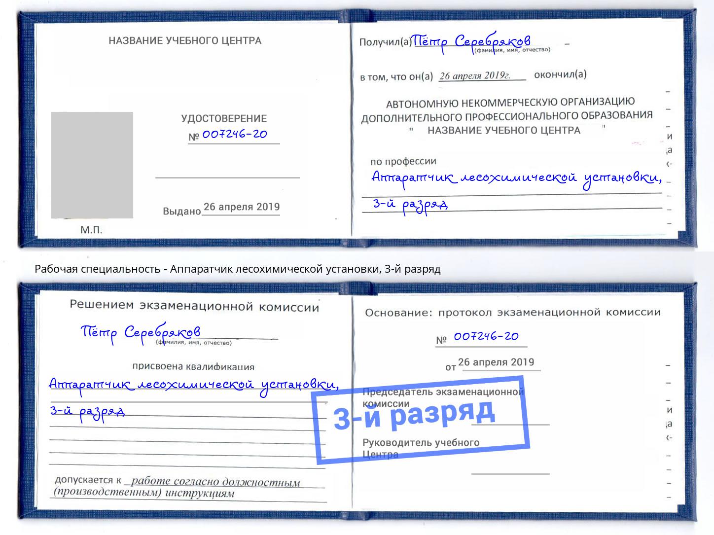 корочка 3-й разряд Аппаратчик лесохимической установки Коряжма