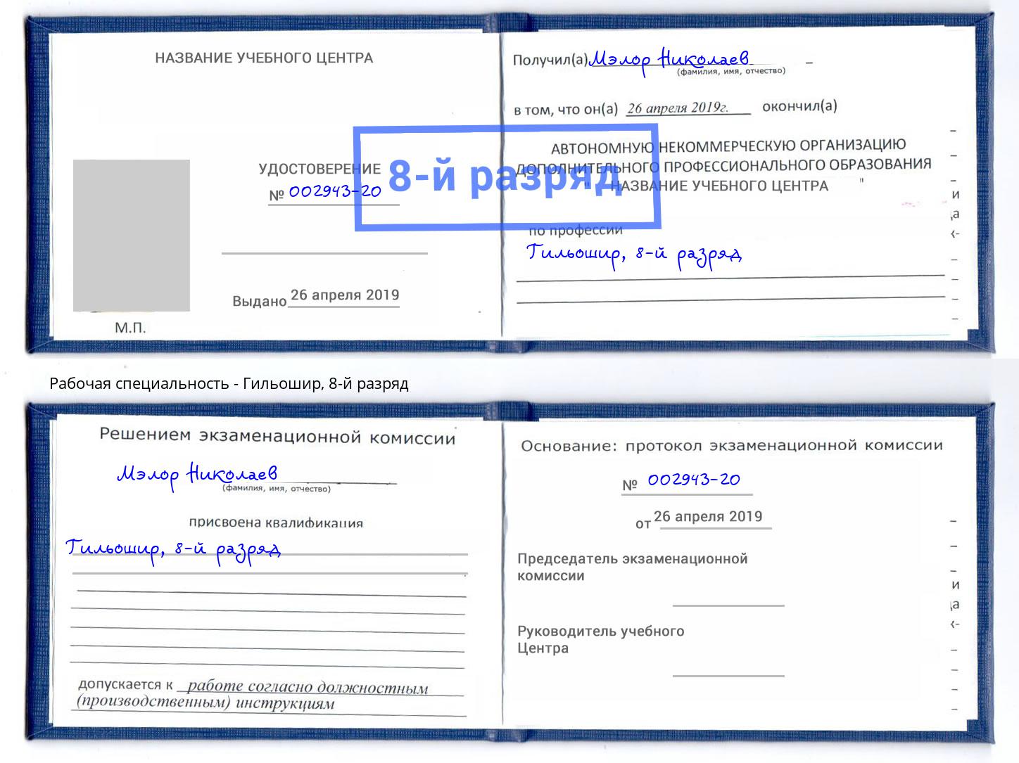 корочка 8-й разряд Гильошир Коряжма